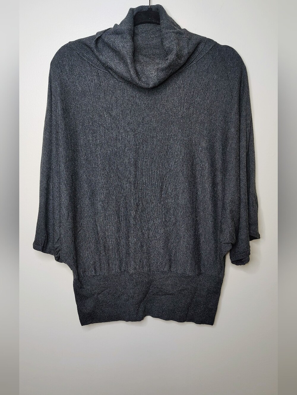 Metro 7 XL Charcoal Heather Cowl Neck Dolman Sweater Tunic Ribbed Hem